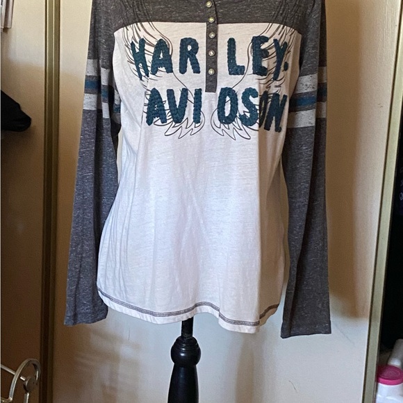 Harley-Davidson Black and White Winged Logo Shirt. Womens Sz 2XL - Picture 2 of 6